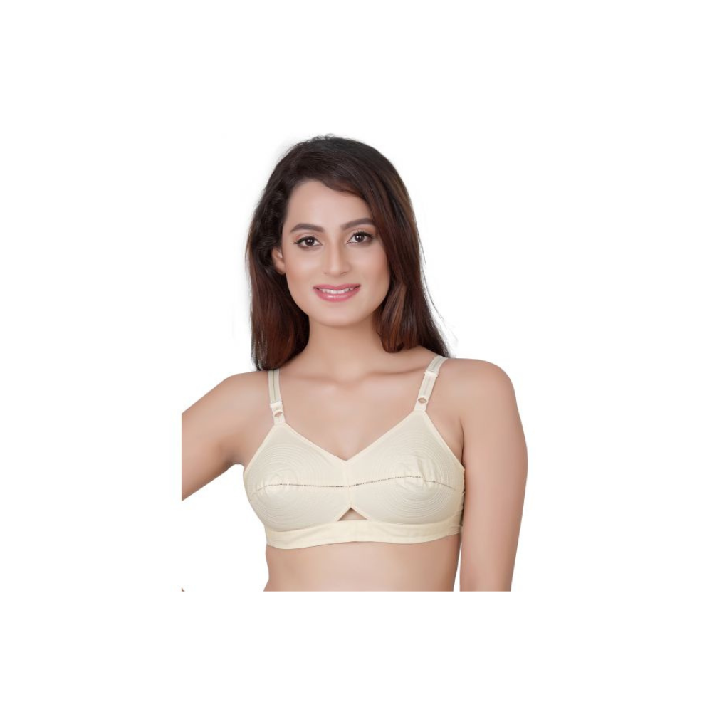 Women's Single Layered | Full Coverage | Non Wired | Non Padded | 100% Woven Cotton Everyday Bra - Preethy SSU(Pack Of 3)