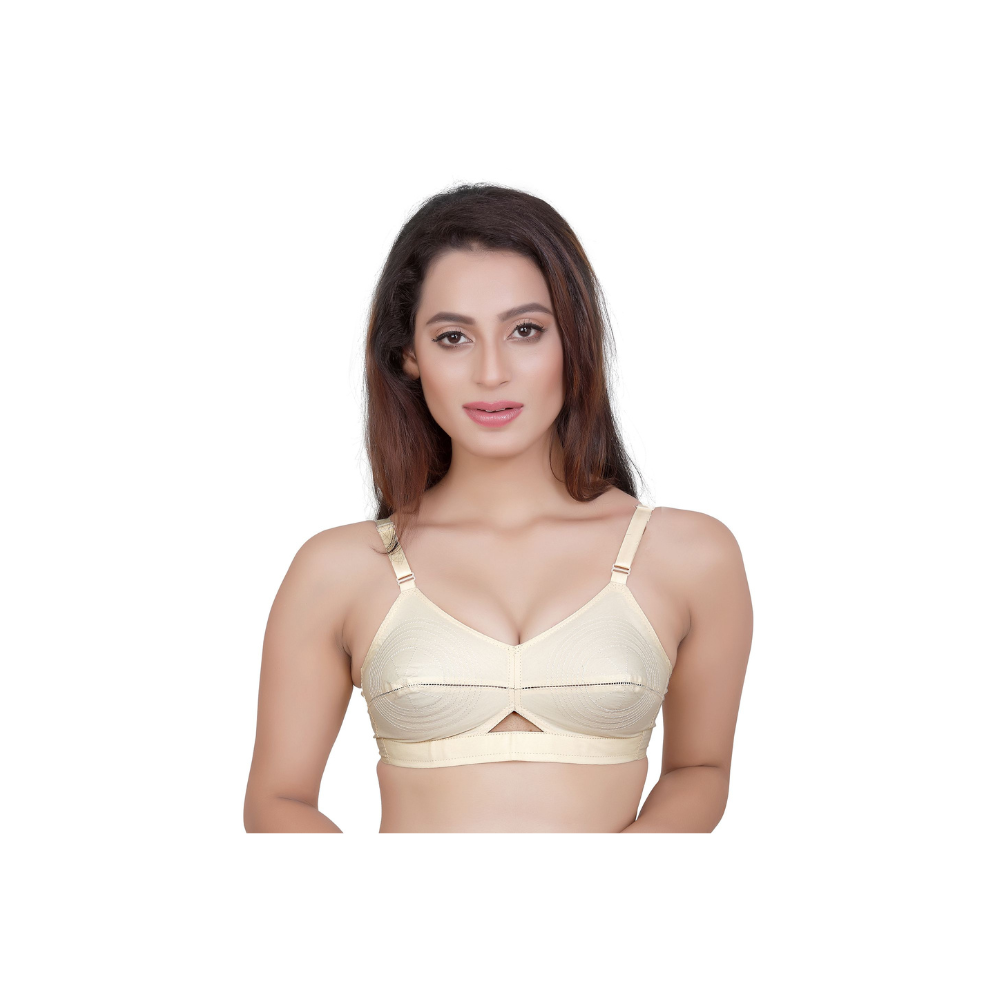 Women's Single Layered | Full Coverage | Non Wired | Non Padded | 100% Woven Cotton Everyday Bra - Preethy(Pack of 3)