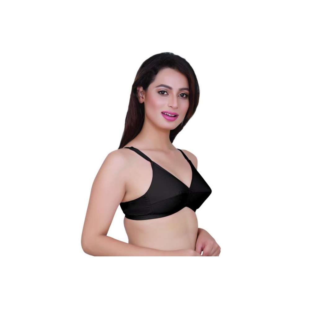 Women's Single Layered | Full Coverage | Non Wired Non Padded | 100% Woven Cotton Everyday Bra - Lilly(Pack of 3)