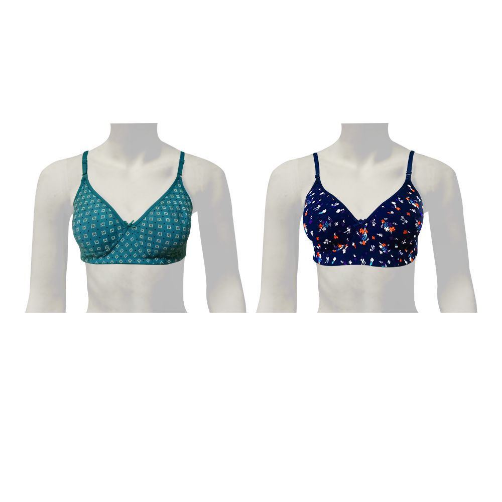 Knitted T-Shirt for Women | Bra Green & Violet Colour Printed (Pack Of 2)| Teenz Plus