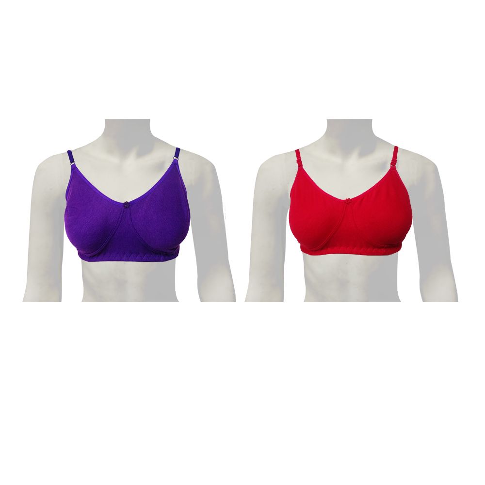 Knitted T-Shirt Bra | Violet & Red Colour (pack of 2) - Dayana