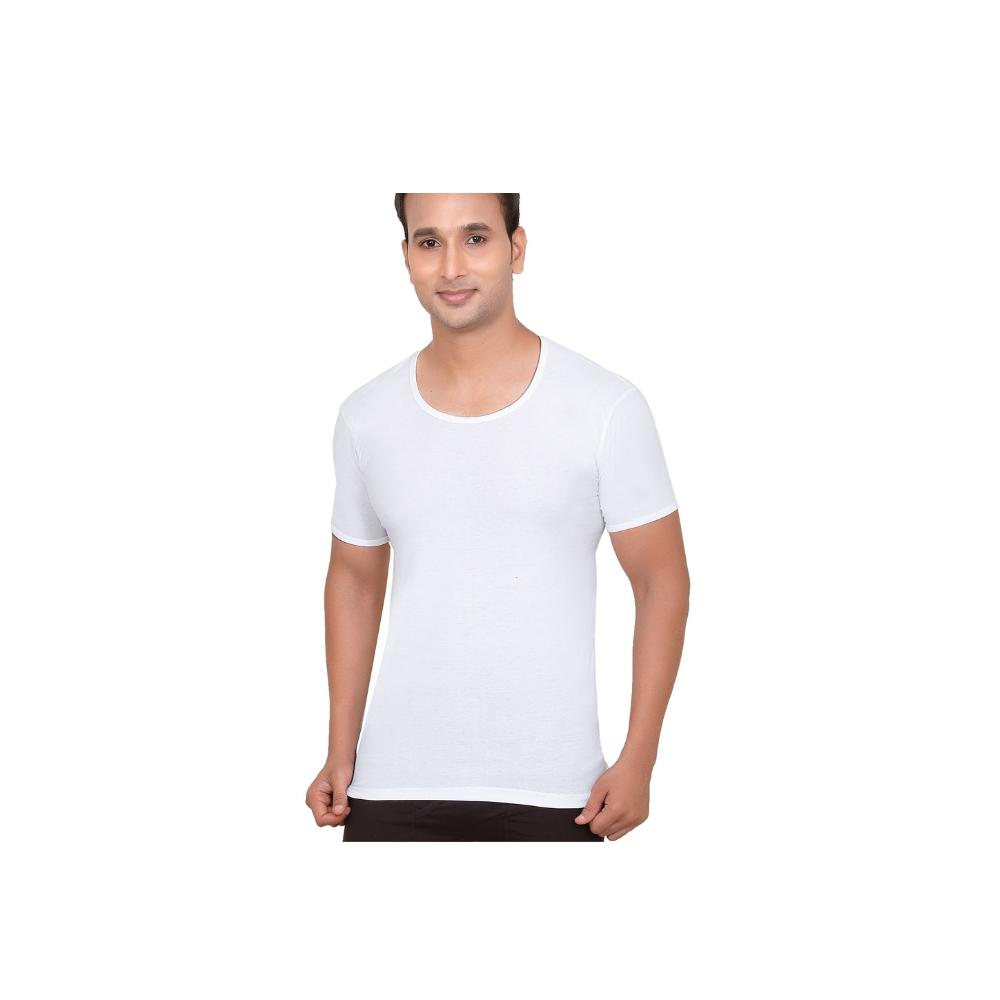 Men's 100% Cotton Vest | White Colour | Round Neck |  Classic RNS (Pack of 3)