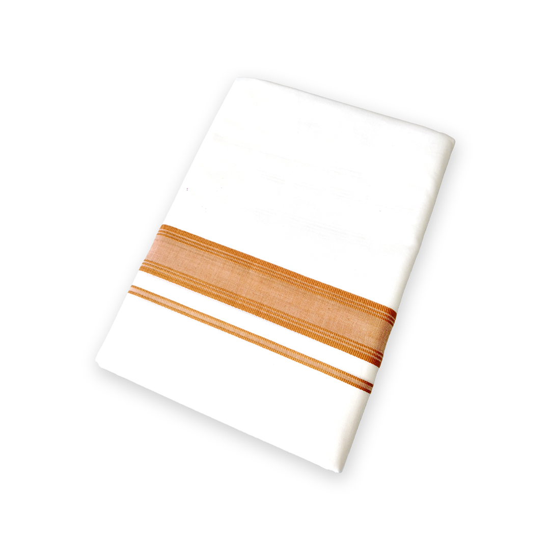 100% Cotton Double Dhoti For Men | Samrat Plus Light | Golden Colour Border