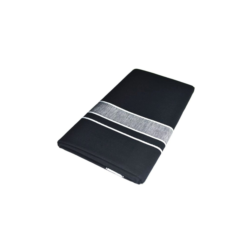 Single Dhoti For Men | 100% Cotton Black Dhoti | Shaparimala Dhoti |Temple Wear Dhoti| Regular Black | White Colour