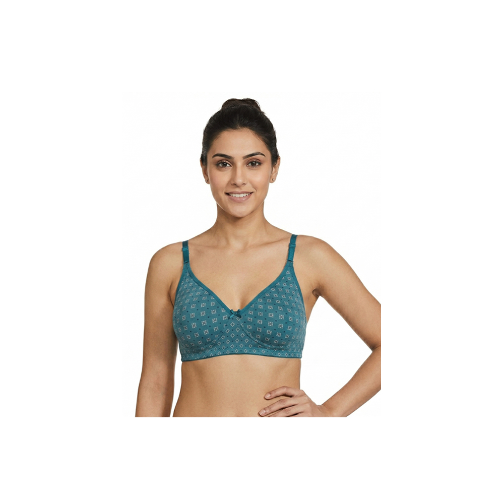 Knitted T-Shirt Bra for Women  | Green Colour Printed | Teenz Plus