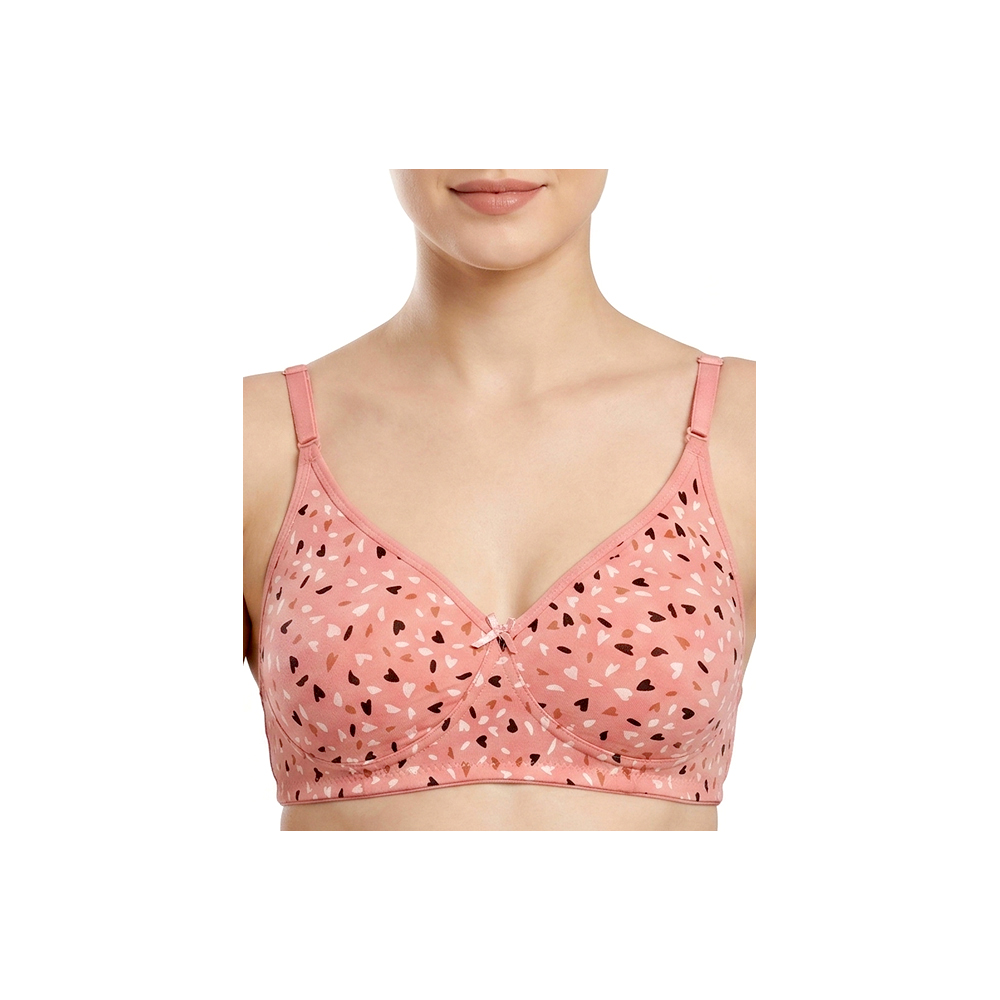 Knitted T-Shirt Bra for Women | Peach Colour Printed | Teenz Plus