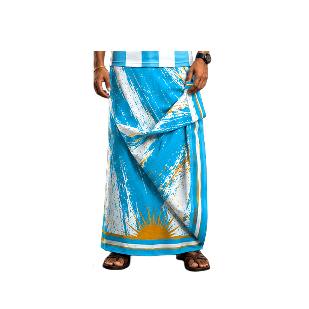 100% Pure Cotton printed lungi | Argentina Football special edition lungi | World Cup Fan Lungi for Men