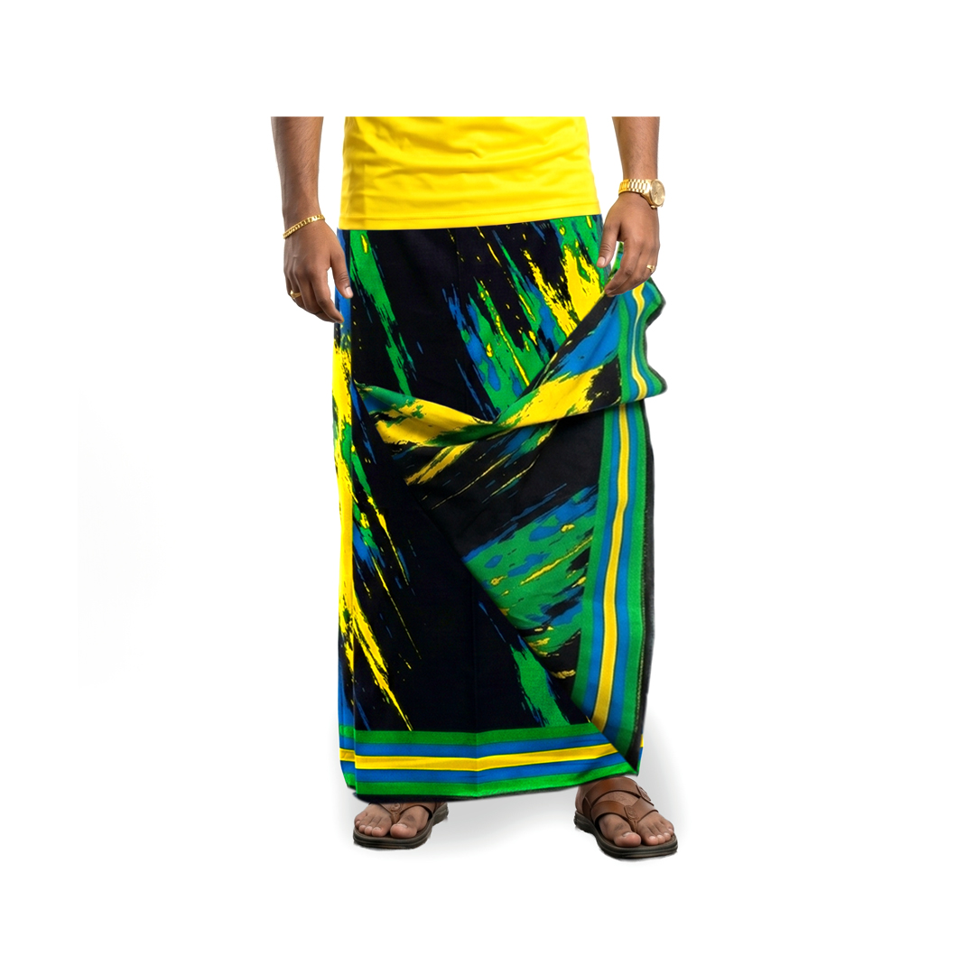 100% Pure Cotton printed lungi | Brazil Football special edition lungi | World Cup Fan Lungi for Men