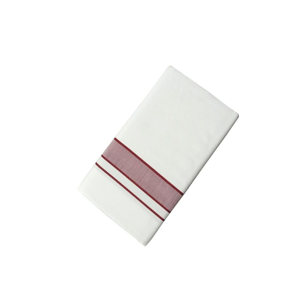 Single Dhoti For Men | 100% Cotton | Wide Border | Maroon Colour | Smart Line
