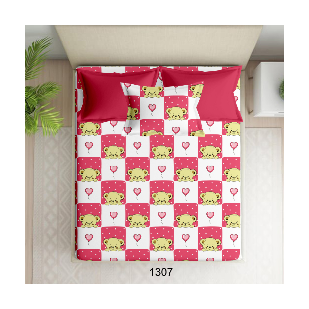 100% Cotton Single Bedsheet | Dark Peach Teddy | Polo P438 | 1 Pillow Cover