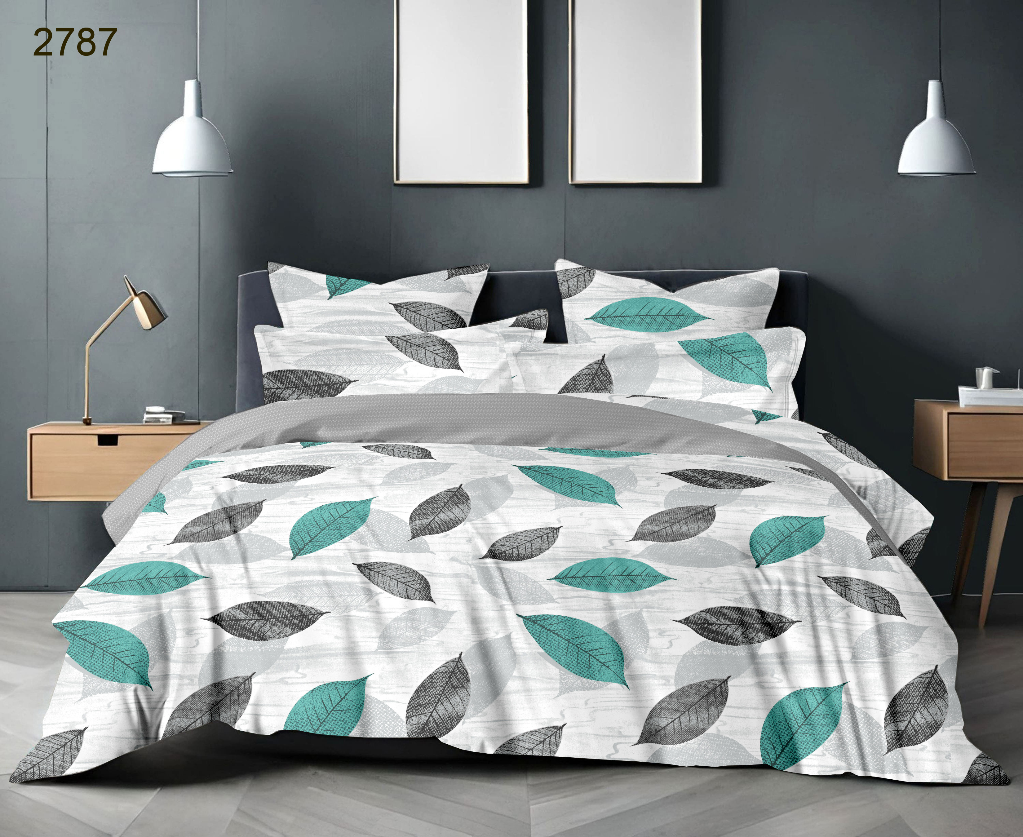 King Size Bedsheet with Two Pillow Covers | 100% Cotton | 180 TC | Dark Green Leaf Print Design (2787) Relax