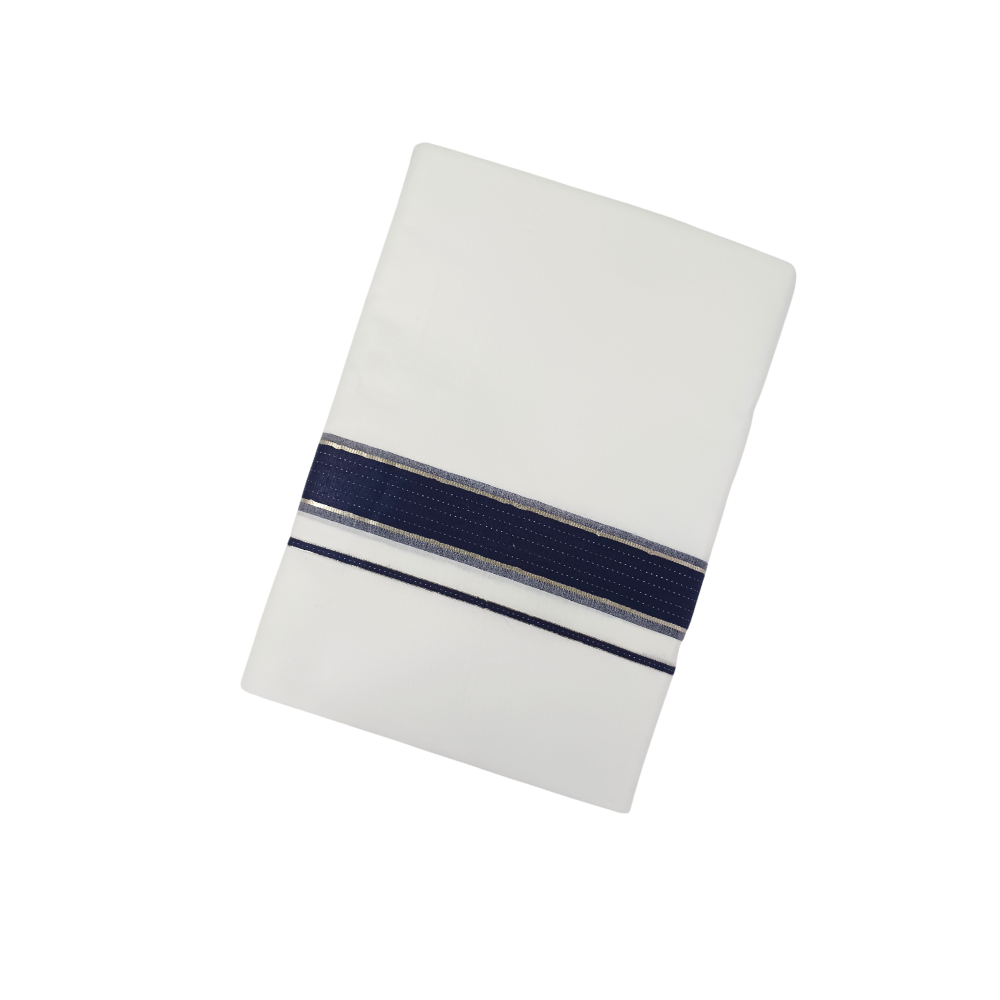 100% Cotton White Double Dhoti with Black Border | Samrat Plus Premium Traditional Men's Dhoti | SP01