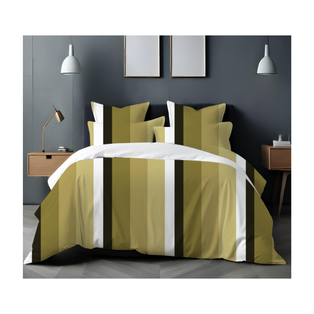 Super King Size Bedsheet with Two Pillow Covers | 100% Cotton | 180 TC | Stripe Design | Green Colour | Soft Dreams 110 | SF01