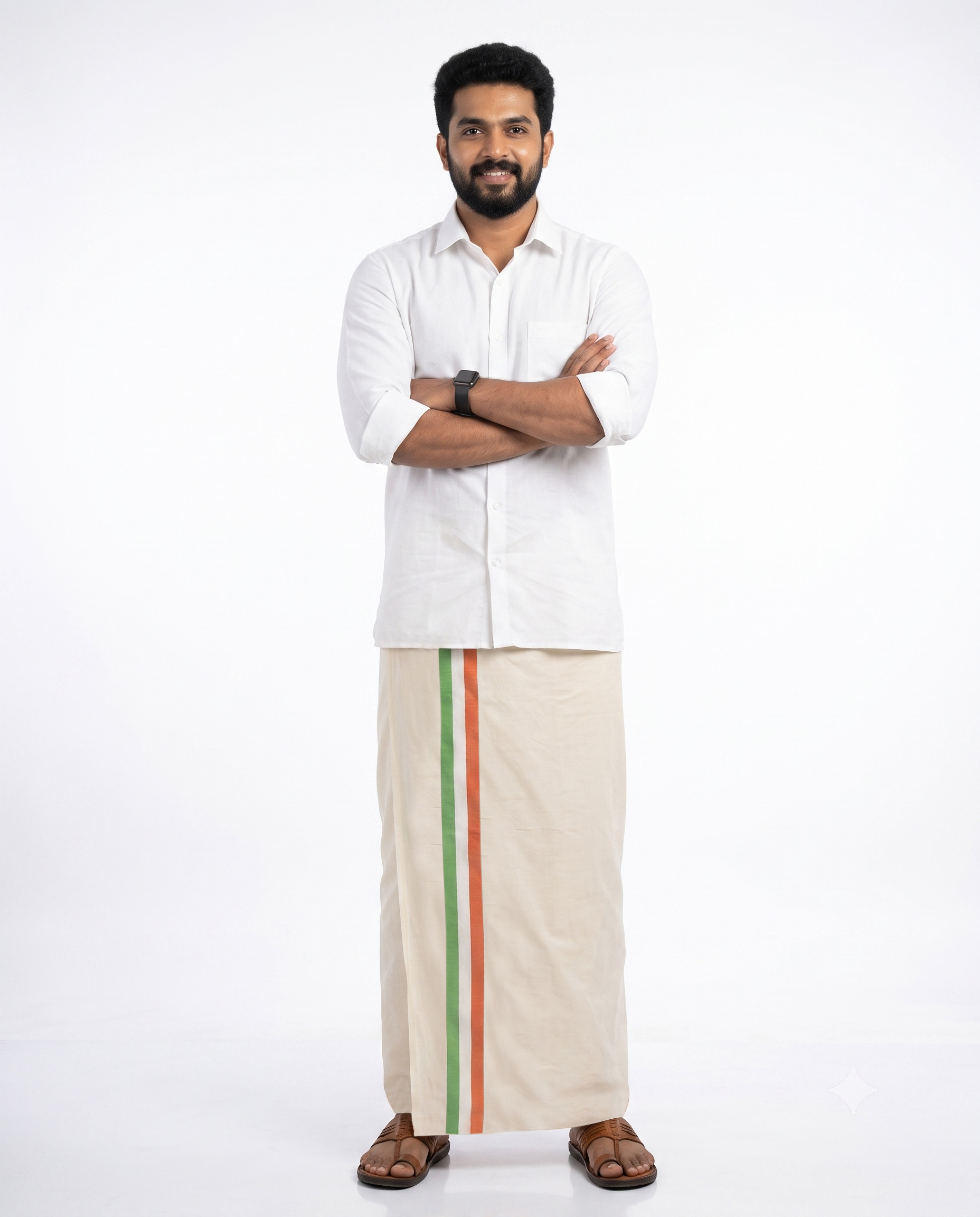 100% Cotton Ivory Single Dhoti | Independence Day Special Edition | Traditional Men's Dhoti | Soft & Comfortable Ethnic Wear