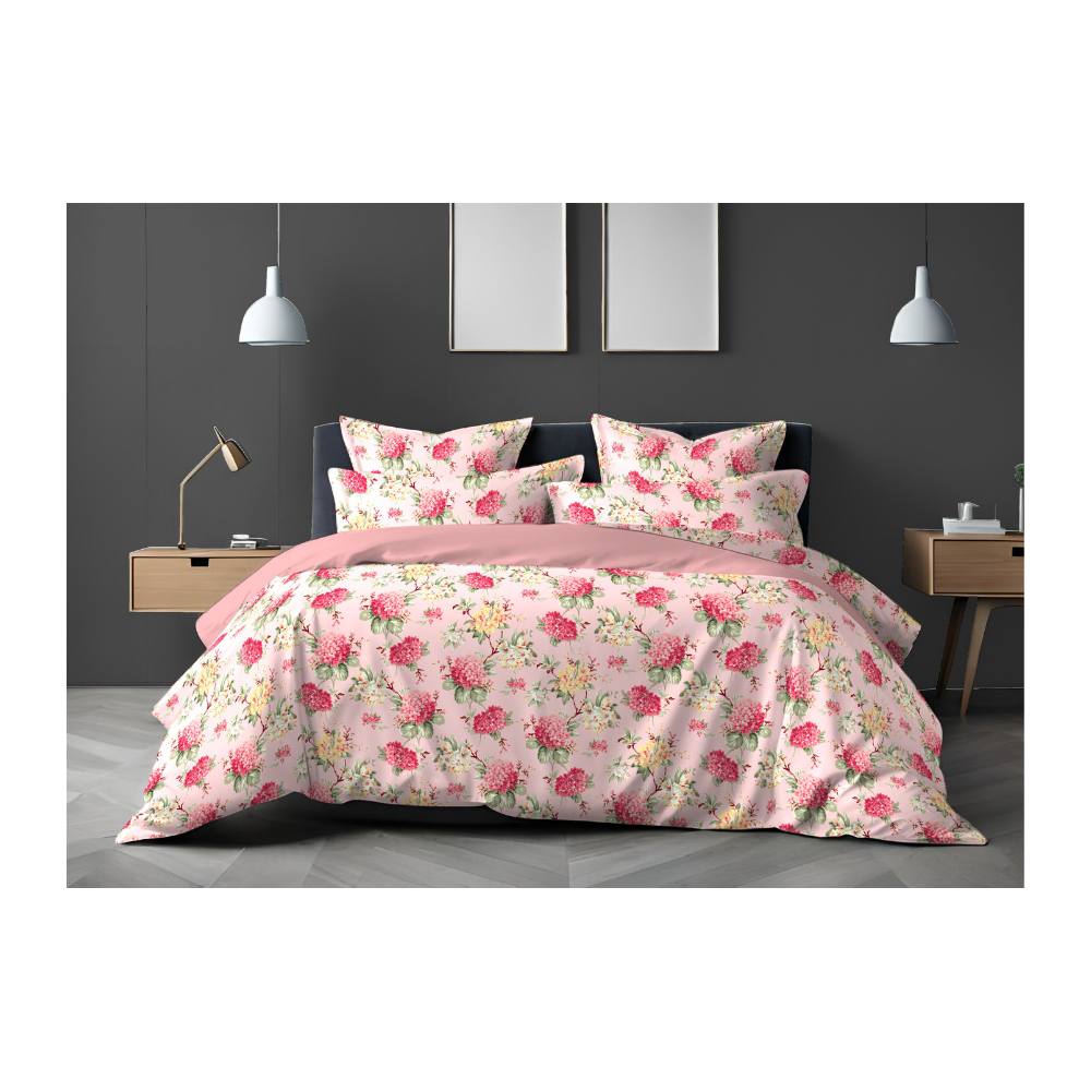 King Size Bedsheet with Two Pillow Covers | 100% Cotton | 180 TC | Peach Floral Design | Sweet Dreams 498