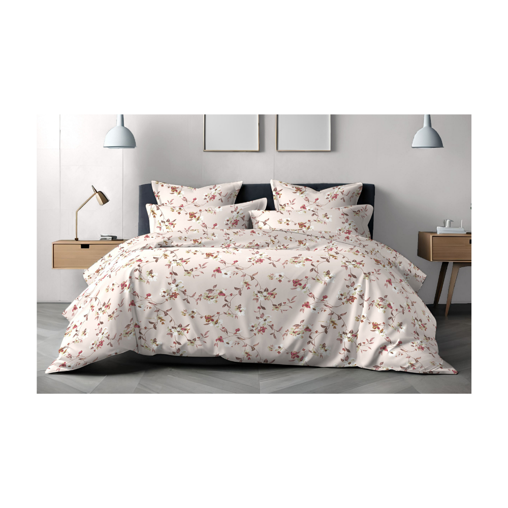 Double Cot Bedsheet with Two Pillow Covers | 100% Cotton | 180 TC | Relax | Light Pink colour Floral RLX2812