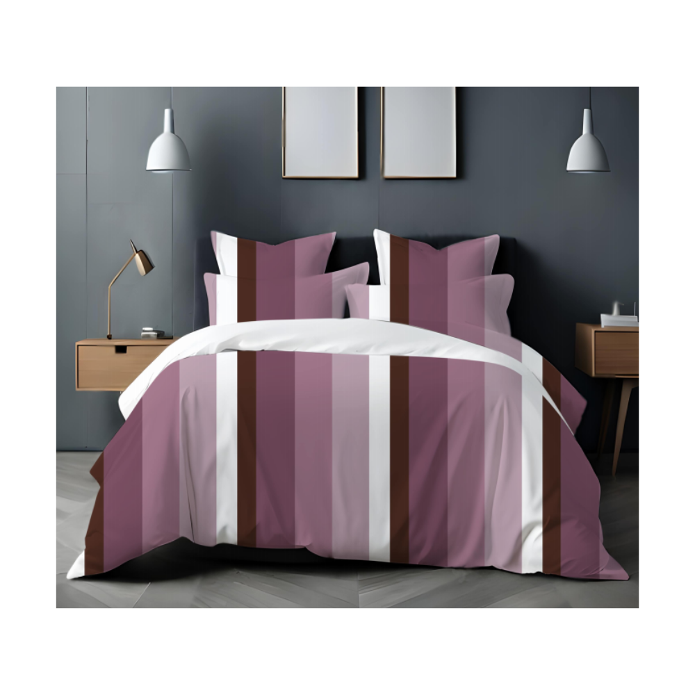 Super King Size Bedsheet with Two Pillow Covers | 100% Cotton | 320 TC | Stripe Design | Pink Colour | Soft Dreams 110 | SF03