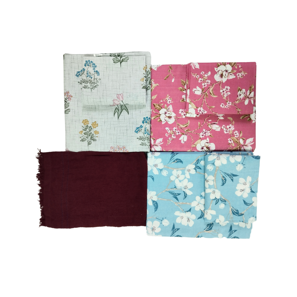 Bedsheet & Bath Towel Combo Set | Free Delivery | 100% Cotton | 3 Polo Single Cot Bedsheet + 1 Flamingo Towel Medium | Combo 02