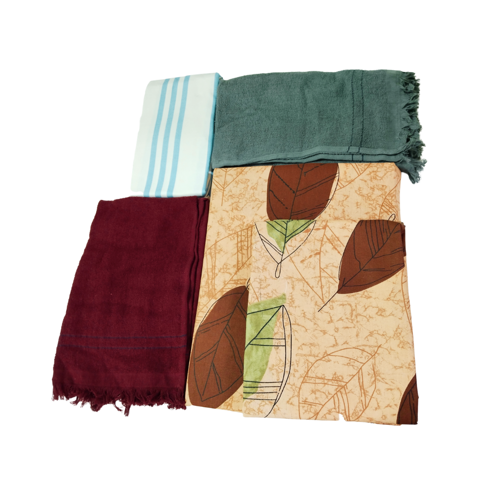 Bedsheet & Bath Towel Combo Set | Free Delivery | 100% Cotton | 1 Relax King Bedsheet +2 Flamingo Towel +  1 Bamboo Towel +Combo 05