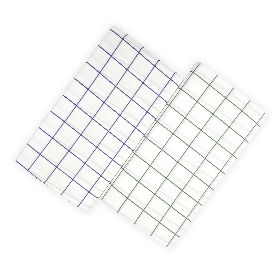 100% Cotton men's unstitched white check lungi - supreme white check - Pack Of 2 - Blue & Green