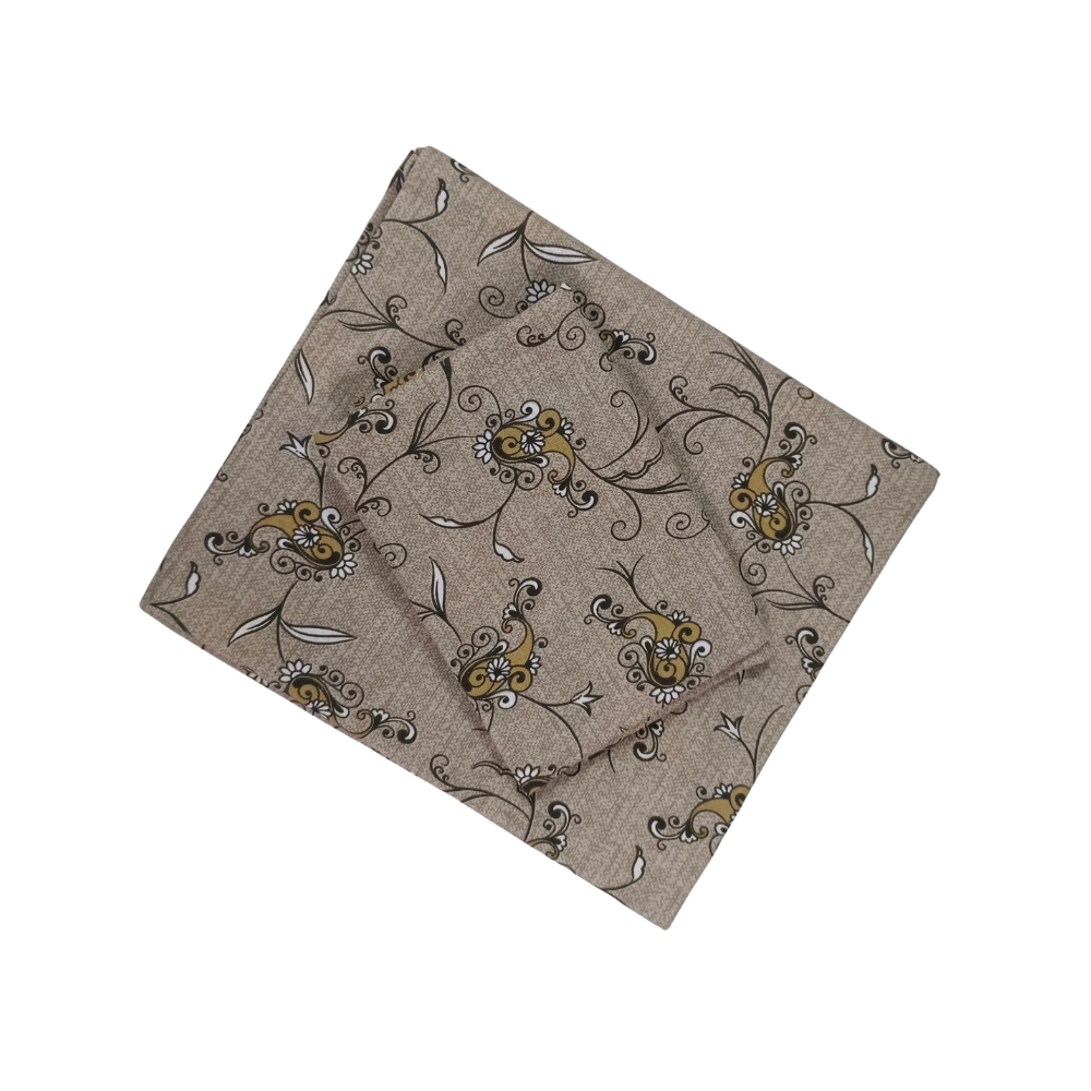 100% Cotton Single Bedsheet | Dark Gray Colour Floral Design | POLO P446(One Pillow Cover)