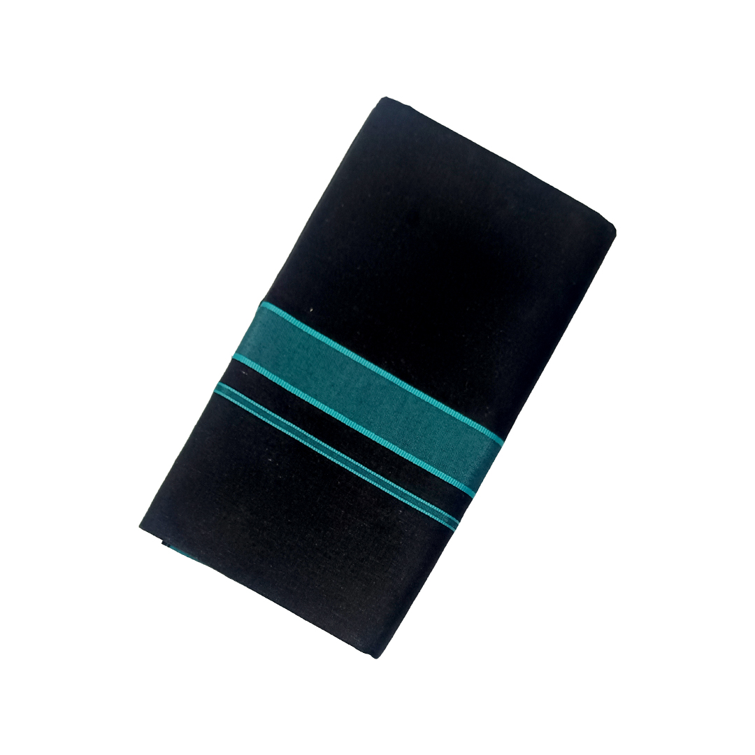 Single Dhoti For Men | 100% Cotton Black Dhoti | Shaparimala Dhoti |Temple Wear Dhoti| Regular Black | Peacock Green Colour