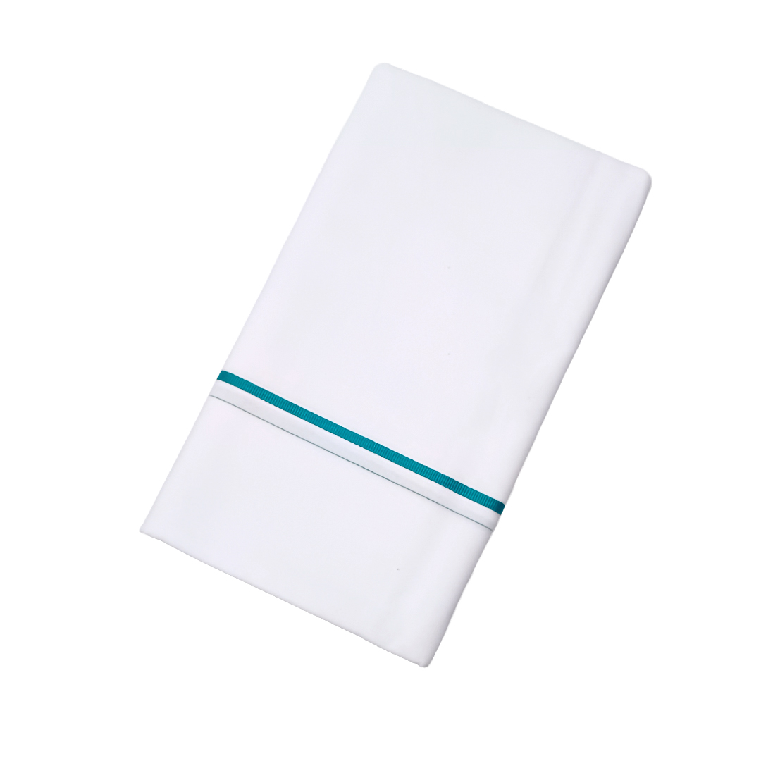 Single Dhoti for Men | 100% Cotton White Dhoti | Peacock Green colour Narrow Border | Smart Line Narrow